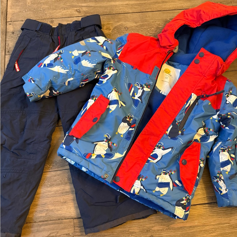Mini Boden Blue and Red Penguin Jacket and matching pants
